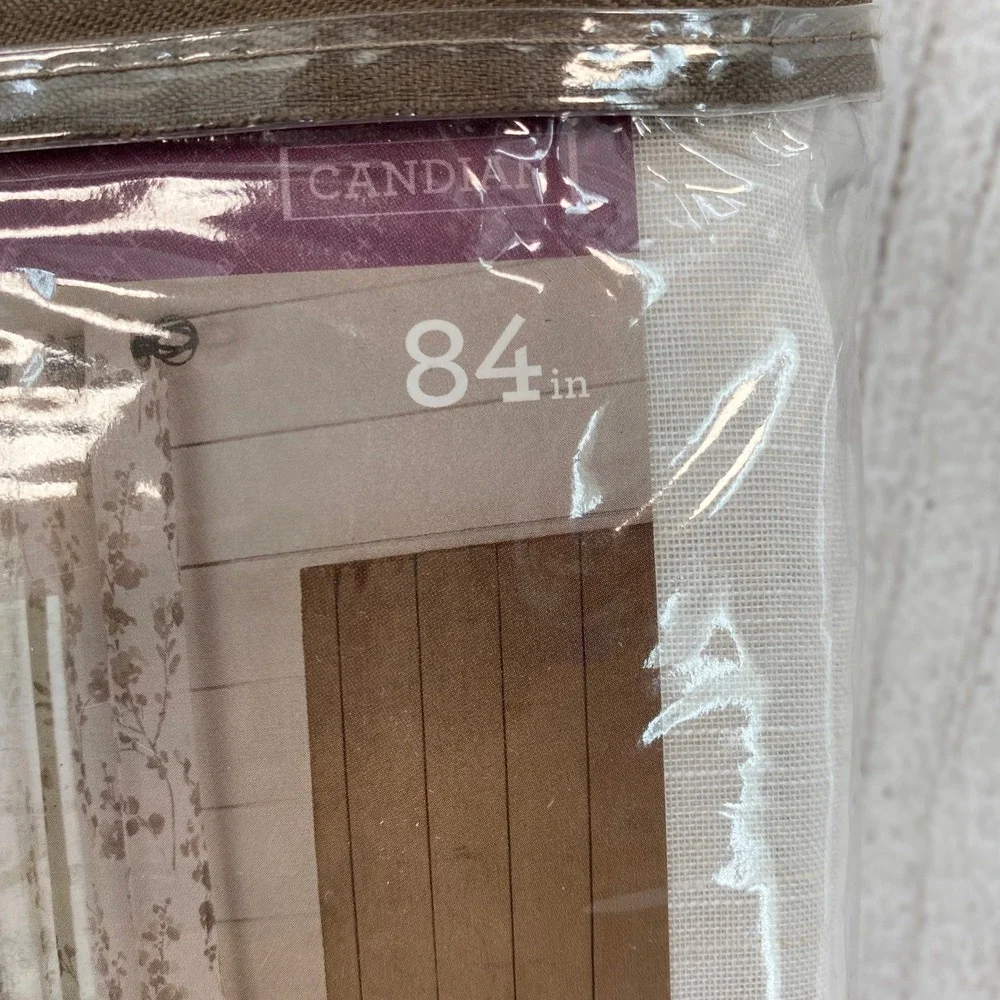 allen + roth Grommet Top Panel 54x84 Tan White Floral Vine Linen Blend Curtain